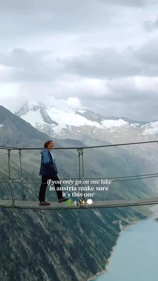 tap for the location and how to visit 💫

save for future planning 😇

this hike in austria is popular and for good reason ⛰️

but what everyone focuses on here is the suspension bridge viewpoint but they don’t talk about the hike itself which is absolutely stunning 🥹

you start at the same level as the dam and start hiking up to the hut overlooking the whole lake 📸

best of all - you get to enjoy views over the dam and the surrounding mountains the whole way 🧚🏼‍♀️

location ✨
📍olpererhütte, south austria

to get to the starting point of the hike (parkplatz schlegeisspeicher) you need to pay for the toll road access (~ €18 euros per car) 🚗 

pro tip: make sure to check the opening time of the toll road before visiting ⏳

once at the trailhead it’s around 1.5 hours to get to the top with an elevation gain of around 600 meters ⛰️

the hike is considered easy/ medium based on your fitness level and the trail mostly consists of stairs made with rocks 🍃

the trail gets busy so I recommend either hiking up early in the morning or late in the afternoon 🌞

while you definitely won’t be alone here, I really think the views are worth it! 🥺

at the top you can find the famous suspension bridge, and a hut where you can get refreshments or even sleep for the night 🛌

you will likely also stumble upon some friendly chickens and goats 🐐 

follow for more tips around my backyard (europe) 🥰

#olpererhütte #austria #hikingaustria #austrianmountains #tyrol 

hiking in Austria • best hikes in Austria • best view in Austria • Tyrol austria • austria hiking guide • olpererhütte austria •