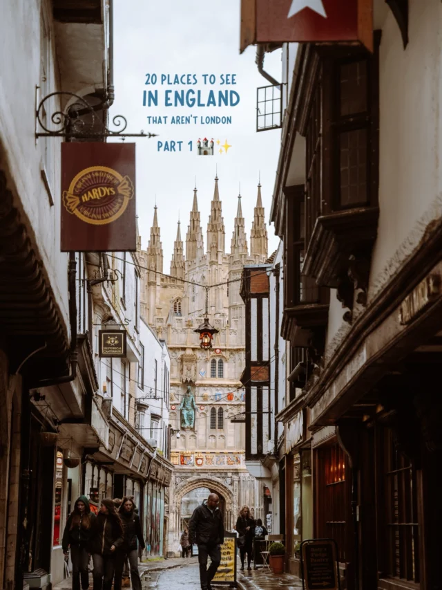 PART 1: 20 places to see in england that aren’t London 💫

save for future planning 💌

you guys have loved the idea of this series so I’m exciting to share with you part 1 🏰

location ✨
📍canterbury, england

before visiting I had heard that canterbury is beautiful, but I was still completely blown away when I saw it in real life 🥺

a day here is the perfect amount of time to explore the whole city although you could easily make it a weekend trip to combine with other spots like rye 🏰

how to get here from london✨
🚂 you can take a direct train from london victoria to canterbury east and the trip is just one hour and a half!

19 things to do in canterbury 💫
🌸Westgate gardens 
🏰Westgate towers
🚣🏼‍♀️Canterbury punting company 
🌻Greyfriars gardens 
🚶🏼‍♀️Kings bridge 
🍸The parrot 
☕️Fringe + ginge coffee
🫖Garage Coffee
🦋The goods shed
🏡The crooked house
✨Butter market
📸Mercery lane
🎥Butchery lane
⛪️Canterbury cathedral
💒St. Augustine’s Abbey
🌿Canterbury city wall
🌺Abbots mill garden
💫The friars street 
🍃St. Dunstans street

follow for more tips around my backyard (europe)🥰

#canterbury #canterburycathedral #canterburykent #londontravel #visitcanterbury 

canterbury • visit canterbury • london day trip • canterbury day trip • canterbury tourism • things to do in canterbury • canterbury travel • canterbury travel guide • canterbury travel itinerary •