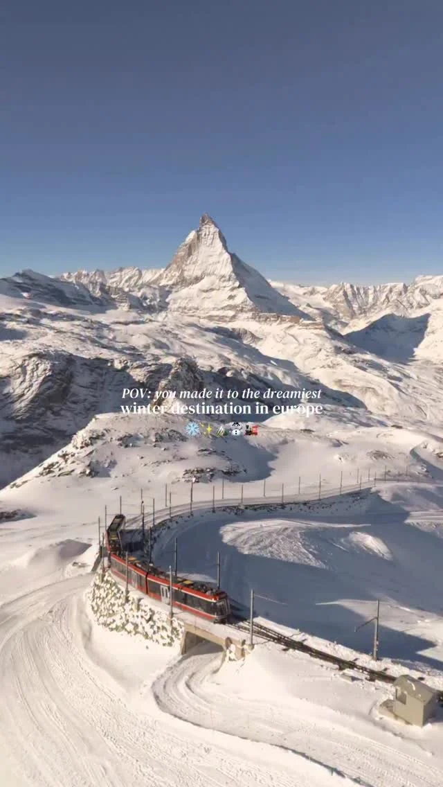 ad Tap for the location and how to visit 💫

save for future planning 😇

before 2025 I rarely traveled in winter, and if I did, it was often to a city destination rather than a nature escape ❄️

however this past year I realized that I have been doing winter travel all wrong 🙈

growing up in Finland, I’ve always seen winter as a time when the world slows down ☕️

the days are shorter, meaning you have to be intentional with how you fill your time ⛸️

in addition, nothing is prettier than nature covered in snow, a sight that is becoming more rare in my home country of Denmark ❄️

so I decided to find this winter magic elsewhere 🕯️

as someone who is obsessed with the mountains in the summer, I decided that the snowy landscapes of the alps was exactly what I needed - and gosh it was the most magical experience I have ever had 😮‍💨

if you are someone who like me, has been in a winter travel rut then trust me when I say that this destination will convert you to love winter travel ☃️

welcome to✨
📍zermatt, switzerland

while famous for its ski slopes, Zermatt offers so many other activities such as winter hiking, ice skating, panoramic trains, and toboggan runs 🛷

these activities combined with the beauty of the village itself, make Zermatt the dreamiest winter destination in europe 💭

how to visit Zermatt ✨

considering zermatt is a car free village, the best way to arrive is by train🚂

I took a train from Copenhagen and found the route to be super convenient! 💭

Copenhagen - Hamburg
Hamburg - Basel (overnight train)
Basel - Visp
Visp - Zermatt

arriving all the way by train is ideal because it means you don’t have to worry about luggage size (especially if you’re bringing ski equipment), you don’t spend hours at the airport, and you can actually get work done along the way 🧚🏼‍♀️

if you’re interested in doing such a rail trip then make sure to get an @interraileu pass as it will save you money and allow you to keep plans flexible, making it even more convenient to travel by train 😇

follow for more tips around my backyard (europe) 🥰

#interrail #eurail #zermatt