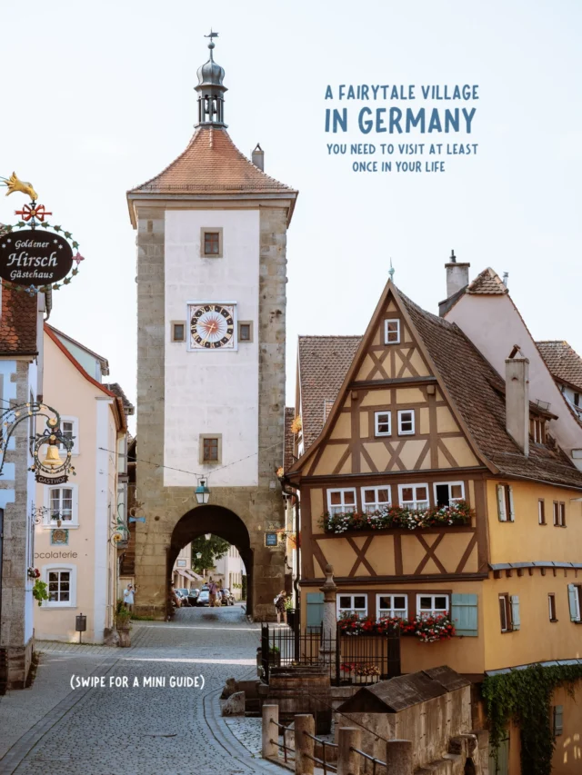 tap for the location and things to do 💫

save for future planning 😇

after visiting in both winter and summer, this village is at the top of my list when it comes to the most incredible fairytale villages in germany 🥹

in case you don’t believe me - it has won countless titles as germanys prettiest village and I think it’s pretty easy to see why 💌

location✨
📍rothenburg ob der tauber, bavaria 

disclaimer: this is a popular spot to visit so you probably won’t be alone while visiting, therefore I recommend arriving as early as possible to also get some time to explore without the crowds (but also to embrace the crowds as they are part of the atmosphere)🧚🏼‍♀️

comment “LINK” for my full guide for visiting 🌿

how to get here✨
🚊public transport: it takes 1 hour to get to rothenburg ob der tauber by public transportation from Nuremberg 

1️⃣ take the train from nuremberg central station to ansbach 

2️⃣ from here switch and take the train to steinach bei rothenburg ob der tauber 

3️⃣ lastly from here take the train to rothenburg ob der tauber 

while it may seem complicated I promise that it’s fine, you only have a few minutes to switch platforms between the trains but overall this was no problem since they are timed to fit visitors coming from nuremberg🌞

I recommend buying the train ticket in advance though for the full ride because you do not have time to buy new tickets on the stops 🤭

🚗 by car: I recommend parking at “P4 galgentor” as it’s located right by the old city and has a lot of spaces, a day ticket should cost around 7€

things to do in rothenburg ob der tauber✨
📍plönlein
📍walk along the old city wall
📍marktplatz 
📍st. jacobs church
📍city hall tower
📍burgtor 
📍castle garden
📍get lost exploring all the streets

follow for more tips around my backyard (europe)🥰

#rothenburgobdertauber #fairytalevillage #visitgermany #visitgermanyofficial #germanytourism 

rothenburg ob der tauber • day trip to rothenburg ob der tauber • how to visit rothenburg ob der tauber • destinations germany • best of bavaria • beautiful villages in bavaria • must see places in Germany • things to do in rothenburg ob der tauber •