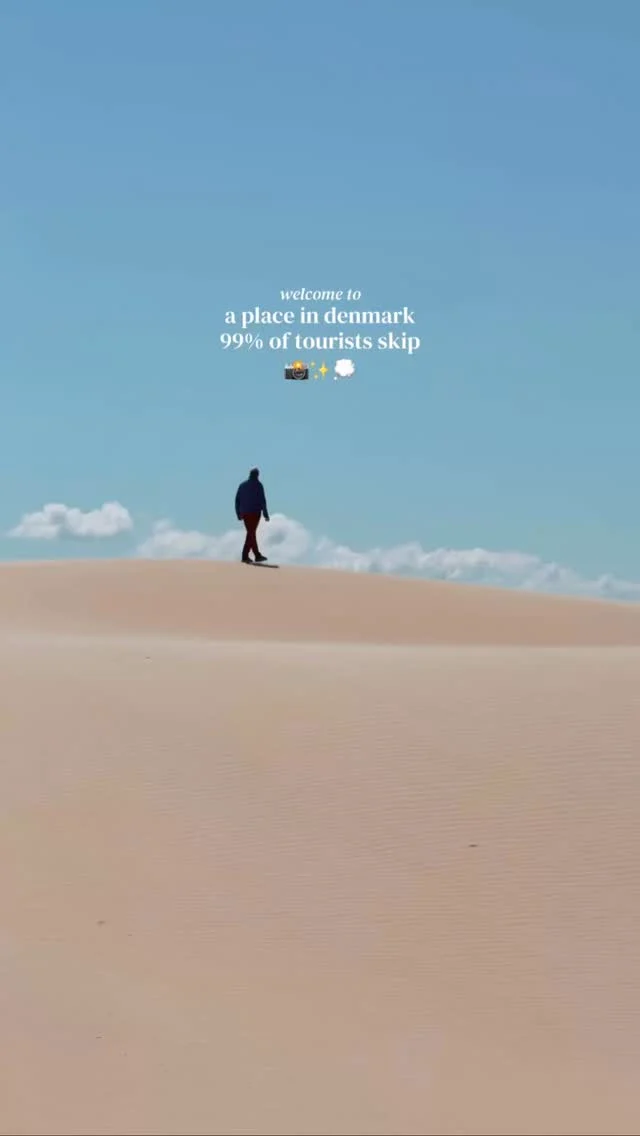 tap for the location and how to visit 💫

save for future planning 😇

can you believe that this is Denmark? 🇩🇰🥺

I’ve been wanting to visit this place for years and I was still completely blown away by it when I got there 💭

who would have expected to find a white desert in Scandinavia 🥹

location ✨
📍råbjerg mile 

this white desert is located at the northern tip of Jutland, just 20 minutes from Skagen 🍃

the area contains about 3.5 million m3 sand and covers an area of 2 km squared 🙈

the sand moves about 15 meters north east every year so whenever you visit the sand will have moved and new formations may have been formed ✨

this is truly such a unique sight in Denmark and is one that 99% of tourists (and even lots of Danes) miss 🥺

ps. if you decide to visit please do not leave any trash behind! 💭

how to get here ✨
🚗 the public transportation in this region isn’t great so I recommend coming by car! 

🚲 otherwise you could also consider taking the train to Skagen and then biking here (50 min) 

follow for more tips around my backyard (europe) 🥰

#råbjergmile #skagendenmark #visitdenmark #visitdenmark🇩🇰 #denmarktravel 

unique places in Denmark • unreal places to see in Denmark • best of Denmark • hidden gem Denmark • unique places to see in Denmark • råbjerg mile Denmark • visit Denmark • Denmark travel guide • must see places in Denmark •