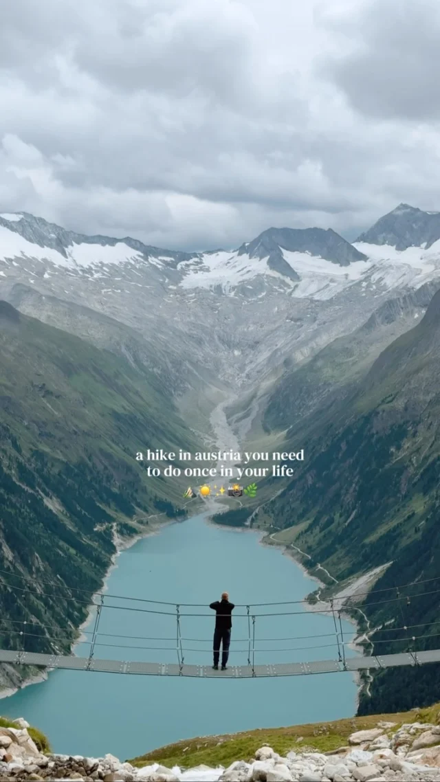 tap for the location and how to visit 💫

save for future planning 😇

this hike in austria is popular and for good reason ⛰️

but what everyone focuses on here is the suspension bridge viewpoint but they don’t talk about the hike itself which is absolutely stunning 🥹

you start at the same level as the dam and start hiking up to the hut overlooking the whole lake 📸

best of all - you get to enjoy views over the dam and the surrounding mountains the whole way 🧚🏼‍♀️

location ✨
📍olpererhütte, south austria

to get to the starting point of the hike (parkplatz schlegeisspeicher) you need to pay for the toll road access (~ €18 euros per car) 🚗 

pro tip: make sure to check the opening time of the toll road before visiting ⏳

once at the trailhead it’s around 1.5 hours to get to the top with an elevation gain of around 600 meters ⛰️

the hike is considered easy/ medium based on your fitness level and the trail mostly consists of stairs made with rocks 🍃

the trail gets busy so I recommend either hiking up early in the morning or late in the afternoon 🌞

while you definitely won’t be alone here, I really think the views are worth it! 🥺

at the top you can find the famous suspension bridge, and a hut where you can get refreshments or even sleep for the night 🛌

you will likely also stumble upon some friendly chickens and goats 🐐 

follow for more tips around my backyard (europe) 🥰

#olpererhütte #austria #hikingaustria #austrianmountains #tyrol 

hiking in Austria • best hikes in Austria • best view in Austria • Tyrol austria • austria hiking guide • olpererhütte austria •