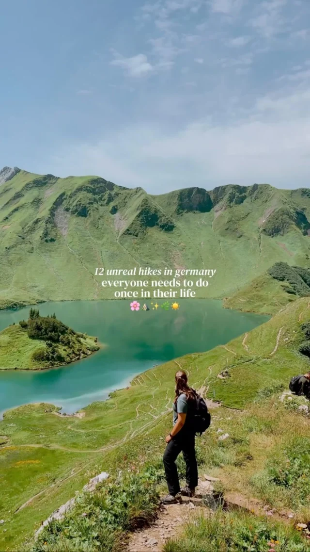 tap for the locations and details 💫

save for future planning 😇

some of my all time favorite hikes are in germany so I decided to make a list of 12 must-do hikes in germany that I guarantee you will love 🌸

ps. as always, remember to leave no trace, follow the rules and regulations of the parks, and respect the locals 🍃

please also remember to do your own research on the trail and whether it suits your fitness levels 🧚🏼‍♀️

disclaimer: most of these hikes are in the south as I love the mountains 🏔️ 

12 must-do hikes in germany✨

📍rappensee

🚗 location: allgäu alps, bavaria 
🚶🏼‍♀️difficulty: challenging
🏔️ distance: ~23 km total

📍basteibrücke

🚗 location: saxon switzerland national park 
🚶🏼‍♀️difficulty: medium 
🏔️distance: ~15 km total (from hohnstein) 

📍seealpsee

🚗 location: allgäu alps, bavaria 
🚶🏼‍♀️difficulty: medium/ challenging 
🏔️ distance: ~16 km total

📍partnachklamm

🚗 location: garmisch partenkirchen
🚶🏼‍♀️difficulty: easy
🏔️ distance: ~ 6 km total

📍aussichtspunkt archenkanzel

🚗 location: berchtesgaden national park
🚶🏼‍♀️ difficulty: medium/ challenging depending on fitness 
🏔️ distance: ~15 km total

📍calmont klettersteig

🚗 location: mosel valley
🚶🏼‍♀️difficulty: medium
🏔️ distance: ~ 7 km point to point

📍tegernseer hütte

🚗 location: kreuth, bavaria
🚶🏼‍♀️ difficulty: medium
🏔️ distance: ~12 km total

📍kreuzeck to höllentalklamm

🚗 location: garmisch partenkirchen 
🚶🏼‍♀️difficulty: medium
🏔️ distance: ~15 km total

📍herzogstand

🚗 location: walchensee, bavaria 
🚶🏼‍♀️ difficulty: medium/ challenging
🏔️ distance: ~14 km total

📍breitachklamm

🚗 allgäu alps, bavaria 
🚶🏼‍♀️difficulty: easy
🏔️ distance: ~ 5 km total

📍eibsee

🚗 location: grainau, bavaria
🚶🏼‍♀️difficulty: easy
🏔️ distance: ~ 7 km total 

📍drachenschlucht 

🚗 location: just outside eisenach
🚶🏼‍♀️difficulty: easy
🏔️ distance: ~15 km total (can be done as a short hike also)

f