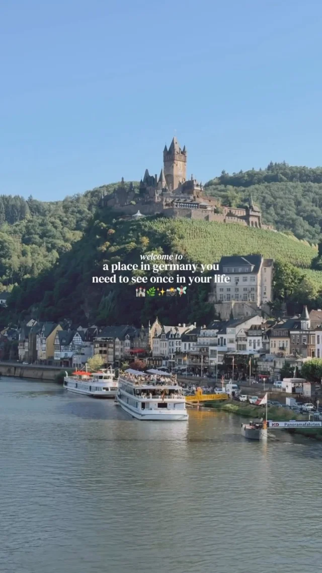 tap for the location and how to visit 💫

save for future planning 😇

welcome to one of the most picturesque towns in germany that feels like a real life fairytale 🧚🏼‍♀️

location ✨
📍cochem 

nestled along the stunning mosel river, cochem offers a beautiful blend of history, charm, and beauty 🌿

arguably the most unique parts of Cochem is the view of the reichsburg castle towering above the town 📸

the reichsburg castle is assumed to have been built around the year 1000 (first mentioned in 1051) and changed ownership several times before being completely destroyed in 1689 lying in ruins until 1868 when it started being rebuilt 🏰

overall I would also recommend making Cochem your base when exploring the beautiful mosel valley 🍷

it’s strategic location makes it ideal especially when traveling by train, it’s one of the bigger towns along the river, and is a lot more lively than its neighbors 🍃

✨ how to get to Cochem ✨
🚄 from cologne, frankfurt or another nearby city take the train to koblenz 

🚂 from koblenz hbf hop on the RE, RE1 or RB81 train heading toward either luxembourg, mannheim or trier getting off at cochem after about 35 minutes

⏳ in general I would recommend at least a full day to explore Cochem and the surrounding nature but I highly recommend staying a few days to experience more of the stunning mosel valley 

✨ things to do in cochem ✨
📸 best photo spots:
📍skagerak-brücke
📍nordbrücke 
📍moselpromenade
📍promenade by ufestraße 
📍aussichtspunkt reichsburg cochem 
📍aussichtspunkt “am tummelchen”
📍speilplatz cochem-sehl (view looking back at the castle) 
📍pinnerkreuz 
🛍️ marktplatz 
📸 bernstraße
☕️ coffee at cochemer kafferösterei 
🍷 weinstube schlossbergkeller
🏰 reichsburg castle (you can join guided tours at the top!)

follow for more tips around my backyard (europe) 🥰

#cochem #moselvalley #moselle #moselriver #cochemgermany 

visit cochem • cochem mosel valley • visit mosel valley germany • cochem germany • cochem travel guide • cochem travel itinerary • cochem travel inspiration •