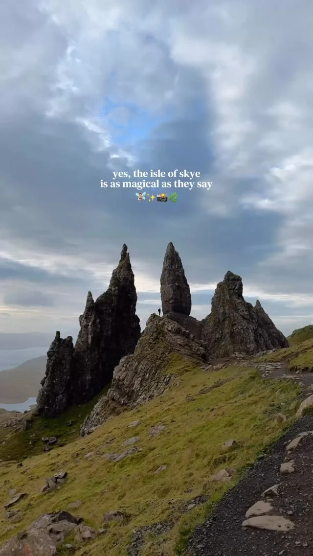 tap for a travel guide to the isle of skye 💫

save for future planning 😇

welcome to ✨
📍isle of skye, scotland 

prior to visiting this island I had such high expectations, and even though the weather made it so we couldn’t visit half of the places we planned to, I still fell in love with this beautiful place immediately as it is truly magical 🧚🏼‍♀️

below is a mini guide to visiting the isle of skye 🌿

a few things to note - this is a popular island with insane nature so make sure to always stay on the trails, respect the nature and locals, and leave places cleaner than you found them 🍃

extra note - many of the roads here are single lane with passing places so make sure to be prepared for that and potentially rent a smaller car (and never park in a passing place!) 😌

there is truly SO much to see on this incredible island so this guide won’t even be able to cover it all but I would recommend at least a week here to really immerse yourself 💌

also the weather here is very unpredictable so this helps give you some buffer for the inevitable stormy days (the last clip is a representation of how it looked the majority of my week here) ☔️

where to base yourself ✨

Portree and Sligachan are great middle spots to base yourself in! 🏡

Portree is the largest town on the island with lots of cafes restaurants and cozy shops ☕️

for camping sites (caravan or tent) I recommend camping skye (broadford), sligachan campsite, and portree campsite ⛺️ 

ps. on your way to the isle of skye make sure to stop by eileen donan castle and plockton! 📸

⛰️ hikes 
🍃sgùrr na strì hike (longer hike)
🍃old man of storr
🍃quiraing 
🍃brothers point
🍃neist point
🍃fairy glen
🍃rubha hunish 
🍃eas mòr waterfall 

(for more intense hikes check out the cuillin mountain range but make sure you are well equipped and experienced!) 

📸 viewpoints and other activities 
🍃sligachan bridge
🍃fairy pools
🍃talisker bay 
🍃sligachan waterfalls
🍃portree
🍃dunvegan castle 
🍃mealtfalls 
🍃lealt falls
🍃coral beach 
🍃rha waterfalls 
🍃brides veil falls
🍃eas a’ bhradain 

follow for more tips a